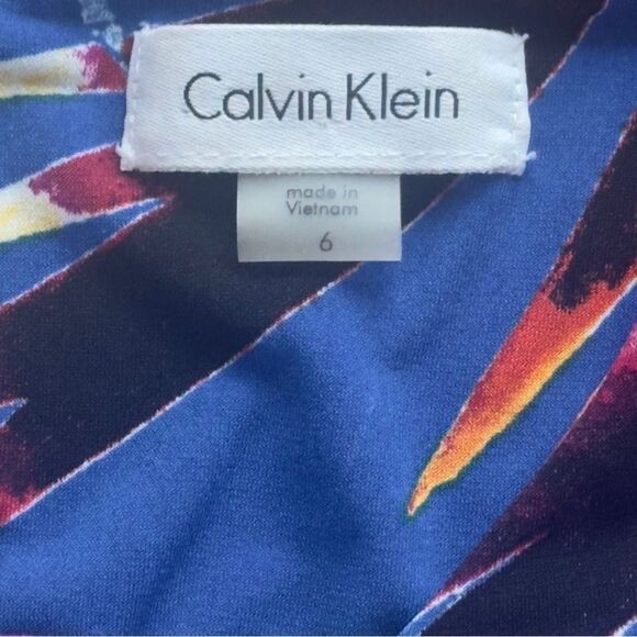 Calvin Klein Tropical Blue and Purple Cold Shoulder Dress Size 6 - Picture 13 of 14